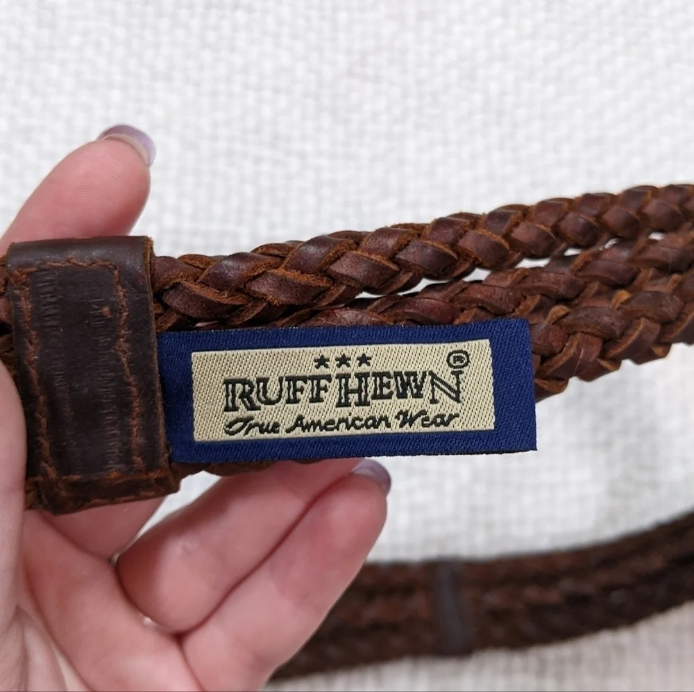 Vintage Ruff Hewn‎ True American Western Wear Brown Braided Leather Belt Size M
